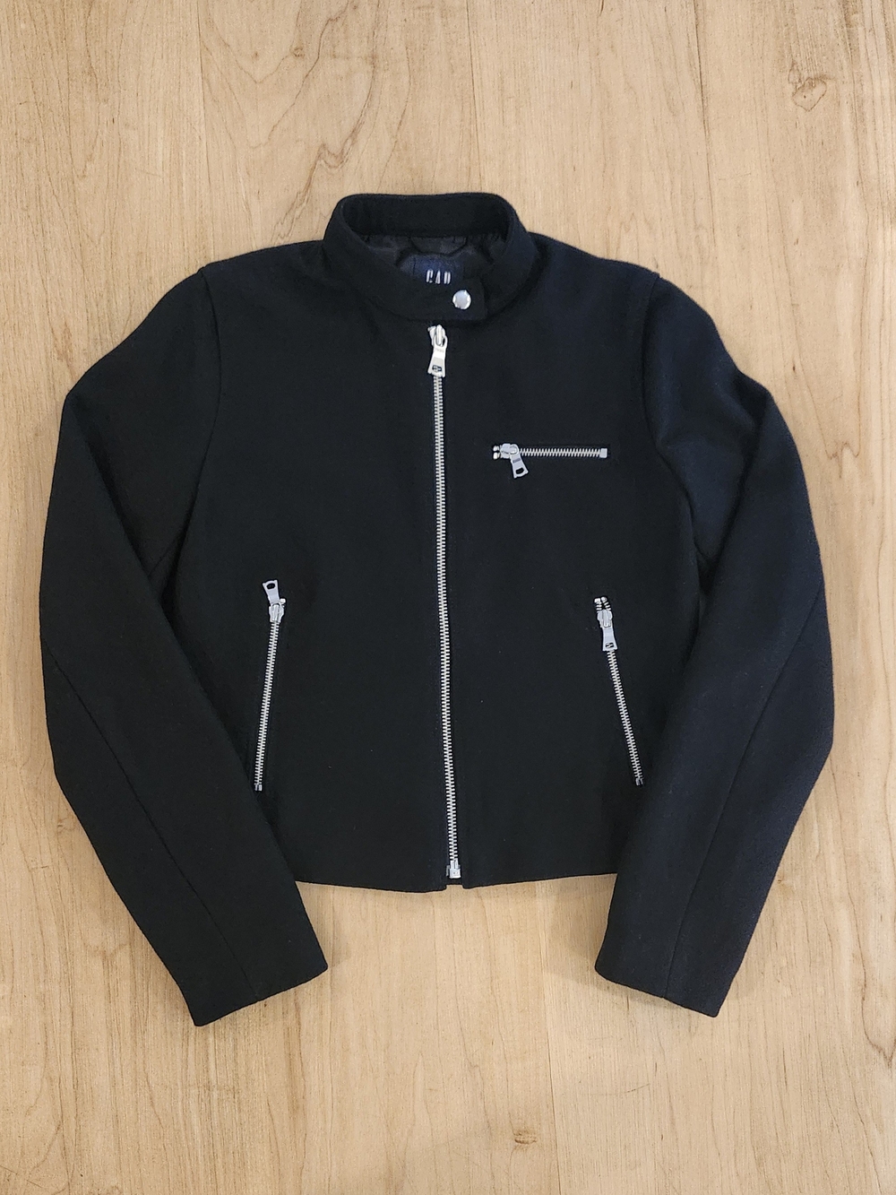 GAP Black Wool Blend Moto Jacket (Size XS)